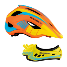 Children's bicycle helmet with detachable visor Rockbros TT-32SOYB-M size M - yellow-orange