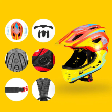 Children's bicycle helmet with detachable visor Rockbros TT-32SOYB-S size S - yellow-orange