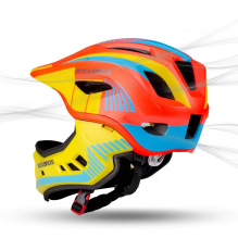 Children's bicycle helmet with detachable visor Rockbros TT-32SOYB-S size S - yellow-orange