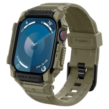 „Spigen Rugged Armor Pro“ dirželis, skirtas „Apple Watch 10“ (46 mm) – žalias