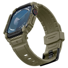 „Spigen Rugged Armor Pro“ dirželis, skirtas „Apple Watch 10“ (46 mm) – žalias