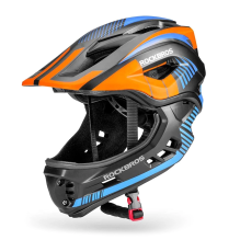 Rockbros TT-32SOBL-S children&amp; 39 s bicycle helmet with removable chinbar, size S - black and orange