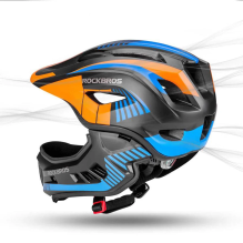 Rockbros TT-32SOBL-S children&amp; 39 s bicycle helmet with removable chinbar, size S - black and orange