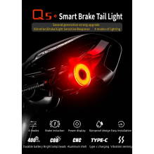 Rockbros Q5 Rear Bike Light with Intelligent Stop System - Black