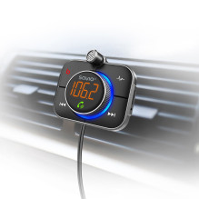 SAVIO FM transmitter, Bluetooth 5.0, QC / PD 3.0 charger, ENC, AUX OUT, Micro SD, TR-14, black