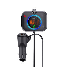 SAVIO FM transmitter, Bluetooth 5.0, QC / PD 3.0 charger, ENC, AUX OUT, Micro SD, TR-14, black