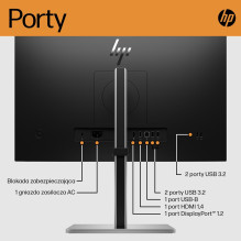 HP E-Series E24 G5 kompiuterio monitorius 60,5 cm (23,8 colio) 1920 x 1080 pikselių Full HD LED sidabrinis, juodas