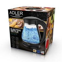 Adler AD 1274 B electric kettle 1.7 L 2200 W Black, Transparent