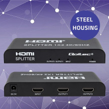 Qoltec 51797 Active HDMI Splitter 2 x HDMI 4K x 2K , 6Gb / s , 60Hz