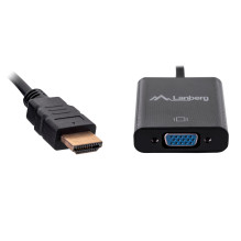 Lanberg AD-0017-BK vaizdo kabelio adapteris 0,2 m VGA (D-Sub) HDMI tipas A (standartinis) Juodas