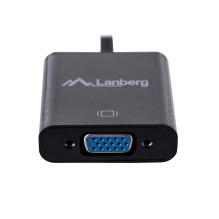 Lanberg AD-0017-BK vaizdo kabelio adapteris 0,2 m VGA (D-Sub) HDMI tipas A (standartinis) Juodas