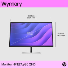 HP E27q G5 kompiuterio monitorius 68,6 cm (27 colių) 2560 x 1440 pikselių Quad HD LCD juodas, sidabrinis