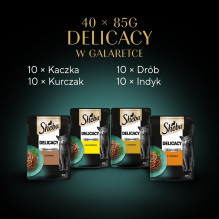 SHEBA Delicacy Drobiowe Smaki želė - šlapias kačių maistas - 40x85 g