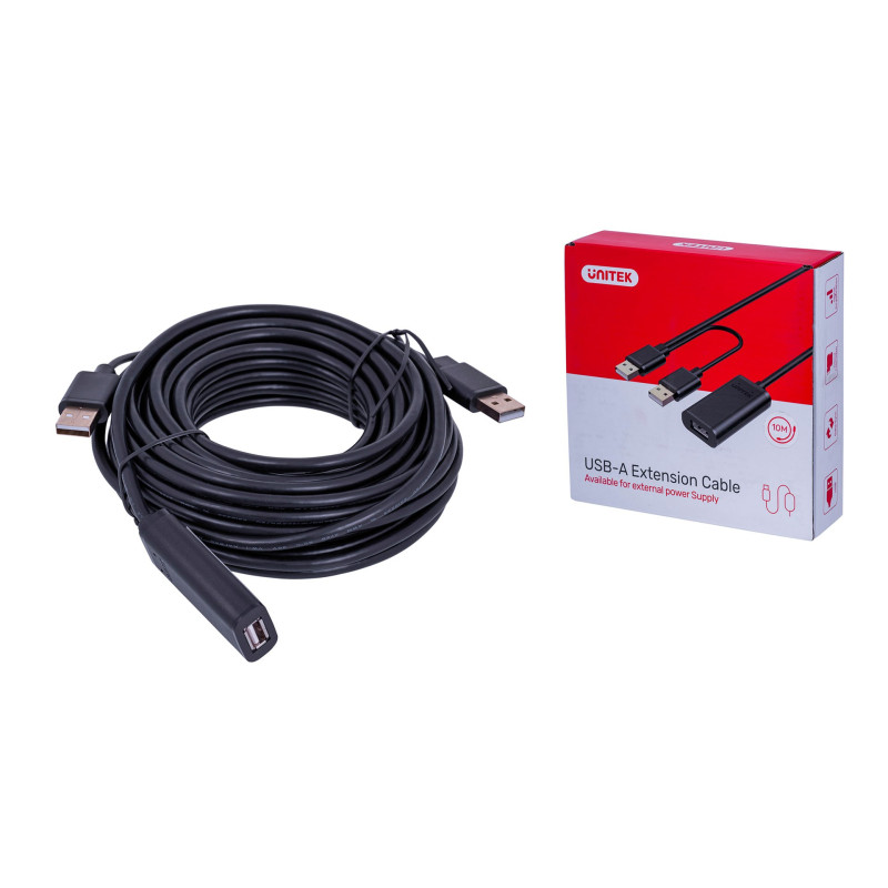 UNITEK Y-278 USB laidas USB 2.0 10 m 2 x USB A USB A Juodas