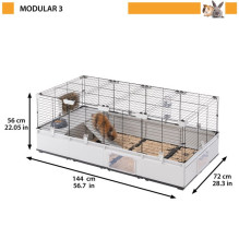 FERPLAST Modular 3 - narvas triušiui ir naminei jūrų kiaulytei - 144 x 72 x 56 cm