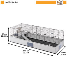 FERPLAST Modular 4 - narvas triušiui ir naminei jūrų kiaulytei - 179 x 72 x 56 cm