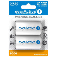 Įkraunamos baterijos everActive R20 / D Ni-MH 10000 mAh, paruoštos naudoti