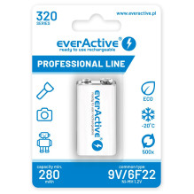 Įkraunamos baterijos everActive Ni-MH 6F22 9V 320 mAh Professional Line