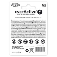 Įkraunamos baterijos everActive Ni-MH 6F22 9V 320 mAh Professional Line