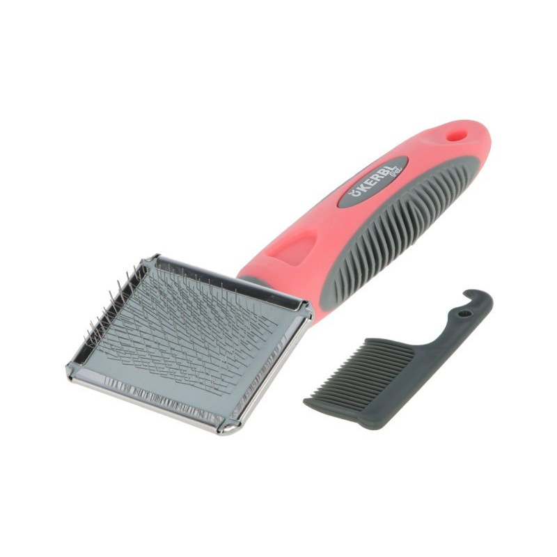 KERBL Soft Cat Brush with Comb - 16x16 cm