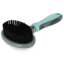 KERBL Double Brush with Soft Synthetic Bristle and Metal Teeth - 20x11.5 cm