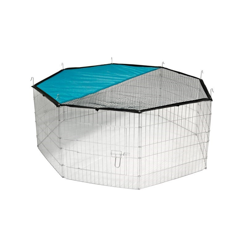 KERBL Modular Run Rabbit, Dog Pen with Door - 8 Elements 57x56 cm with Cover