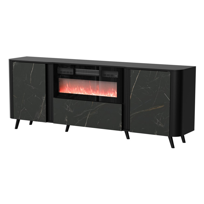 Cama Volare chest of drawers 200 x 39 x 75 cm black / san sebastian + fireplace