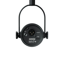 Shure MV7+-K-BNDL - stačiakampis / balso mikrofonas su XLR / USB-C jungtimi, juodas + stalinis stovas GATOR