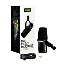 Shure MV7+-K – paskaitų / vokalinis mikrofonas su XLR / USB-C jungtimi, juodas