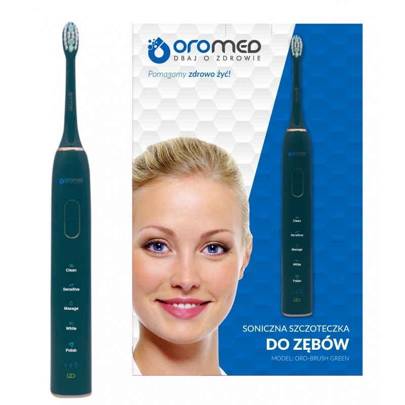 Oromed GOLD-BRUSH GREEN Electric Toothbrush Adult Sonic Toothbrush