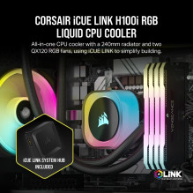 Corsair H100I Procesorius Skysčio aušinimo rinkinys 12 cm Juodas