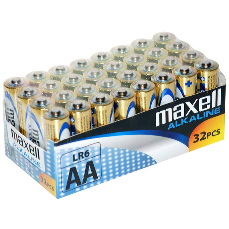 MAXELL Baterija šarminė ALKALINE LR6 AA FOIL, dėžutė 32 vnt (8 pakuotės po 4 vnt.)