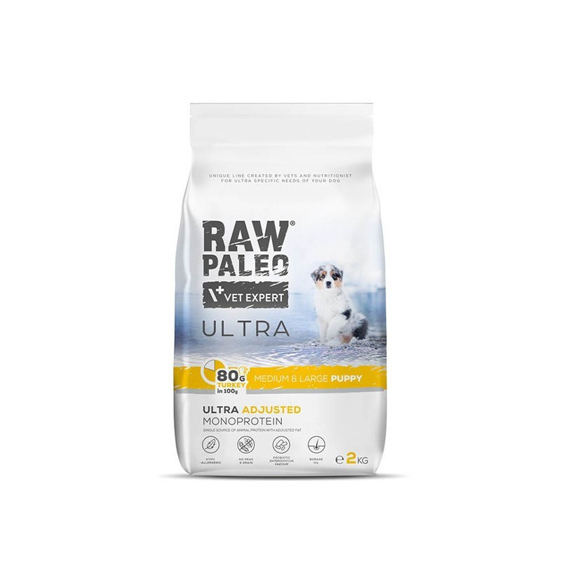 RAW PALEO Ultra Medium&amp;Large Puppy Turkey - dry food for puppies - 2 kg