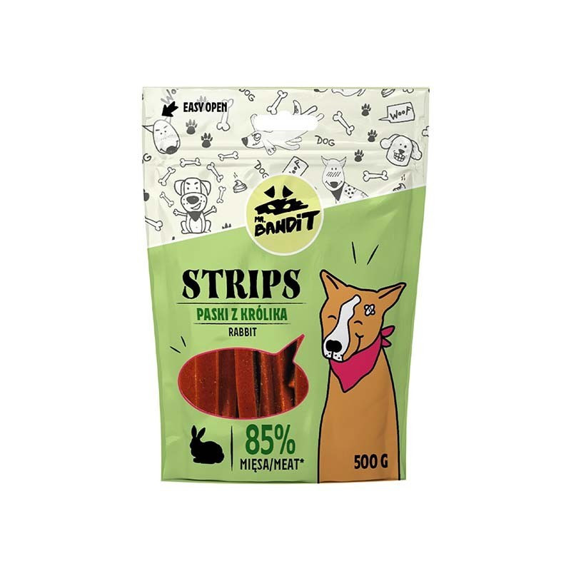 MR. BANDIT STRIPS Rabbit Strips - dog treat - 500 g