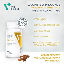 VET EXPERT Multivitaminų - vitaminų ir mineralų preparatas šunims ir katėms - 30 kaps.