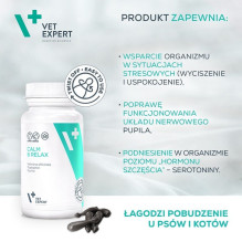 VET EXPERT Calm&amp;Relax - preparatas nuo streso simptomų šunims ir katėms - 30 kaps.