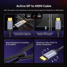 UNITEK CABLE DISPLAYPORT 1.4 Į HDMI 2.1, 8K, 1,8M