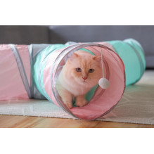 KERBL Large Triangular Tunnel with Plush Ball - Cat Toy - 80x50x25 cm