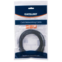 „Intellinet“ tinklo pataisymo kabelis, Cat6, 3 m, juodas, CCA, U / UTP, PVC, RJ45, paauksuoti kontaktai, be kliūčių, įkr