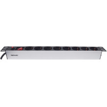 Intellinet 19&quot; 1U Rackmount 8-Way Power Strip - German Type, With On / Off Switch and Overload Protection, 3m Power