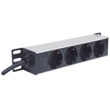 Intellinet 10&quot; 1U Rackmount 4-Way Power Strip - German Type&quot;, With Power Indicator, No Surge Protection, 1.8m 