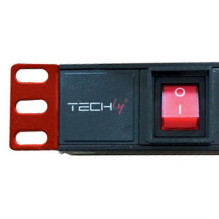 Techly I-CASE STRIP-81UD maitinimo paskirstymo blokas (PDU) 8 kintamosios srovės lizdas (-iai) 1U juoda, raudona