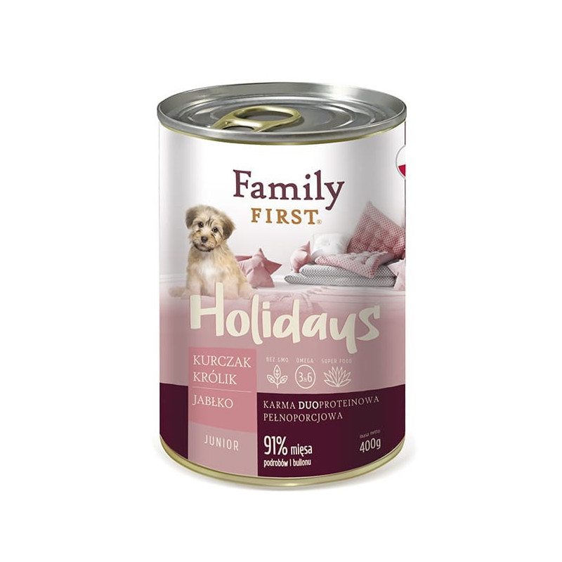 FAMILY FIRST Holidays Junior Chicken, rabbit, apple - Wet dog food - 400 g