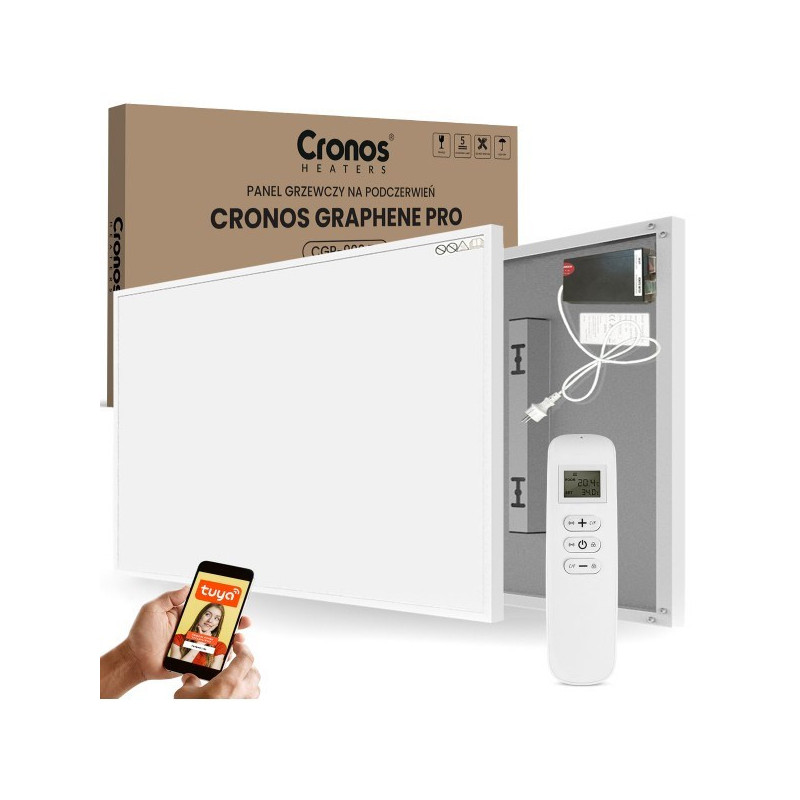 Cronos Grafen Pro CGP-700TWP 700W infraraudonųjų spindulių šildytuvas su WiFi ir nuotolinio valdymo pulteliu