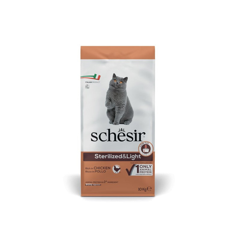 SCHESIR Adult Sterilized &amp; Light Rich in chicken - dry cat food - 10kg