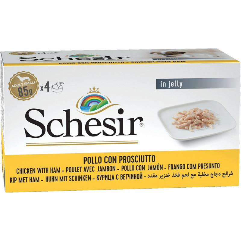 SCHESIR Chicken with ham in jelly - wet dog food - 4 x 85g