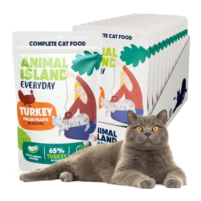 ANIMAL ISLAND Everyday Turkey fillets in broth - wet cat food - 12 x 85g