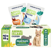 ANIMAL ISLAND Everyday Turkey and White fish fillets in broth - wet cat food - 40 x 85g