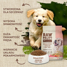 VET EXPERT Raw Paleo Healthy Grain Puppy Lašiša ir miežiai - sausas šunų maistas - 2 kg