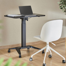 Maclean MC-453 B Mobile Laptop Desk with Pneumatic Height Adjustment, Laptop Table with Wheels, 80 x 52 cm, Max. 8 kg, H